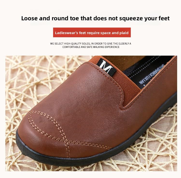 New Non-Slip Soft-Soled Spring and Autumn Leather Shoes Flat-Soled Elderly Leisure Middle-Aged and Elderly Mother Single Shoes Women's one Pedal4