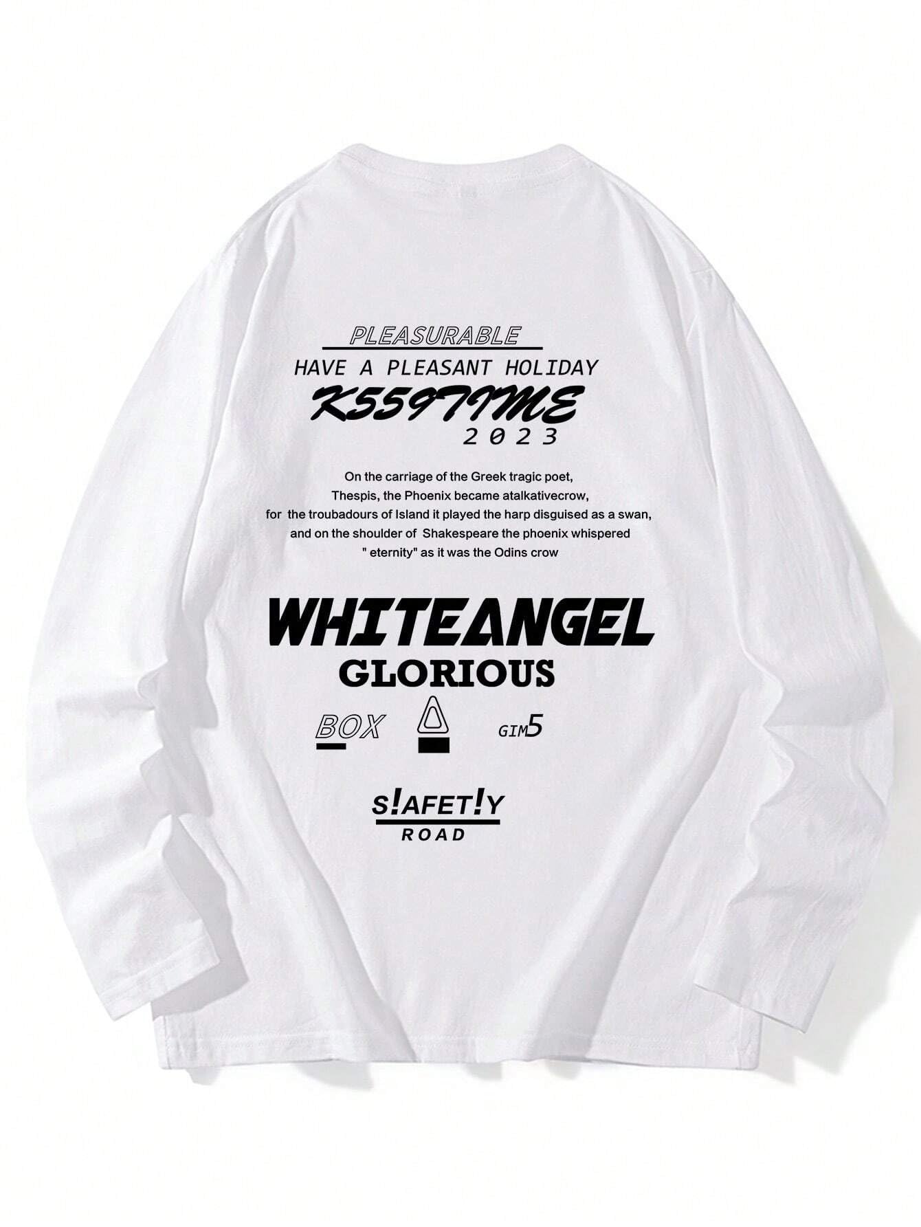 SXV 'White Angel' Printed Cool Aesthetic Oversized Full Sleeve T-Shirt