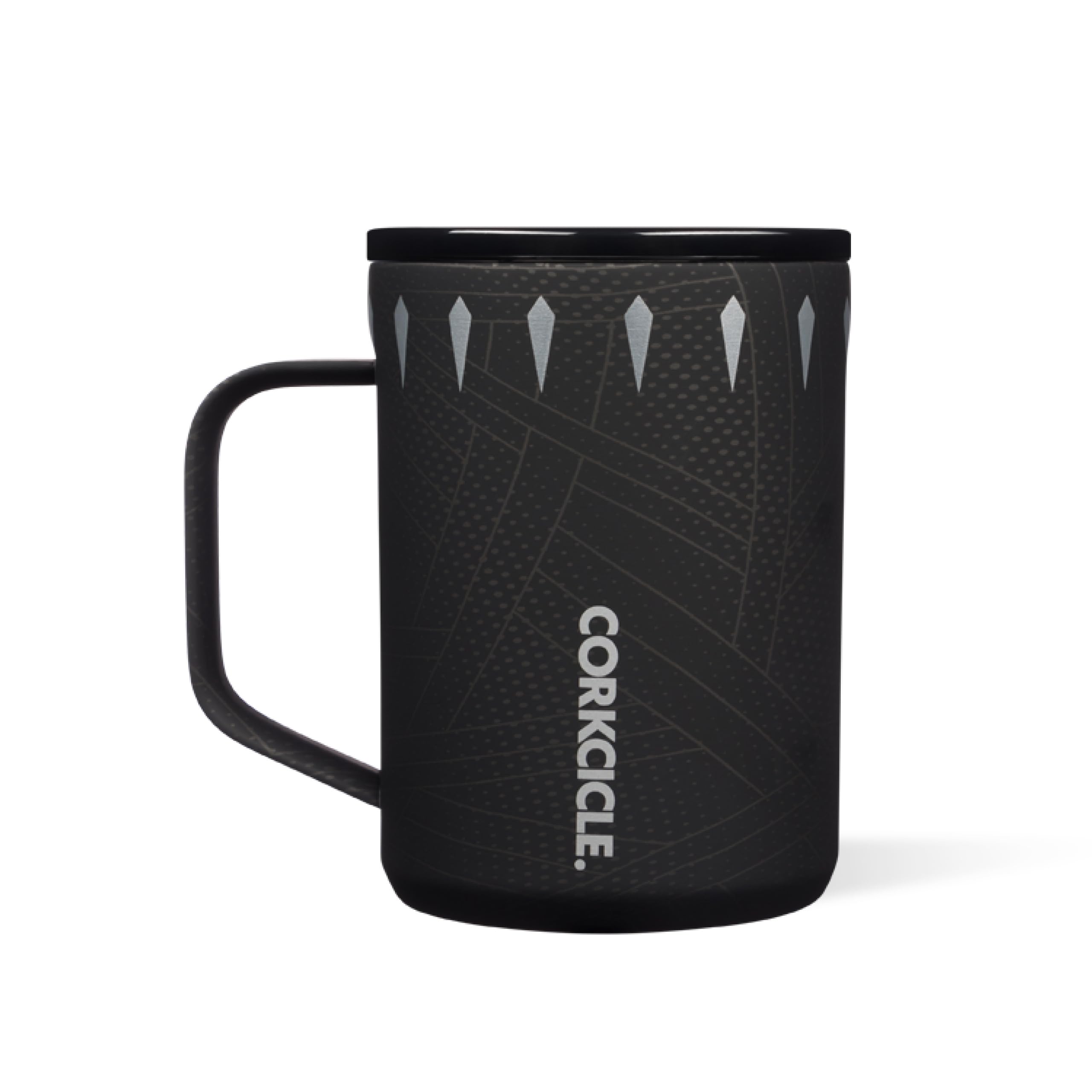 Corkcicle Classic Coffee Mug - Triple Insulated Stainless Steel for Travel - Shatter-Proof Lid - Keeps Drink Hot Over 3 Hours - Holiday Mug Gift - Great for Gifting Warmth - 16 oz - Black Panther