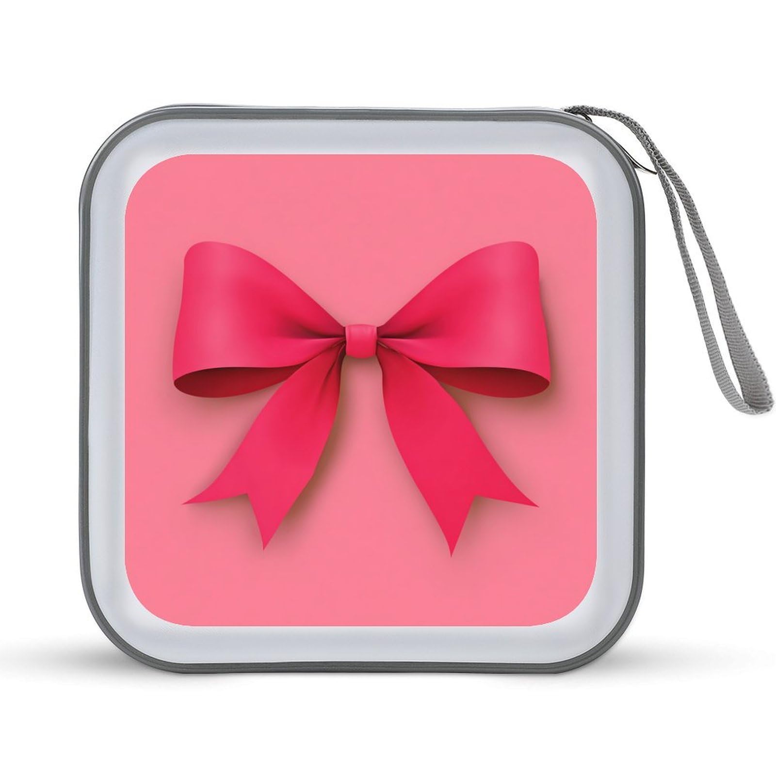 Jubonexis Pink Ribbon Bow Flat Style CD Case DVD Storage Case Portable for Car Home Travel