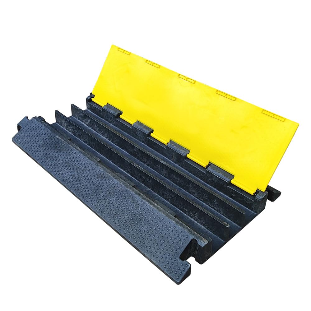 PAL | Pasacables de Suelo en Caucho para protección de Cables eléctricos de 3 vías 90x48x7cm (2- Pasacables)