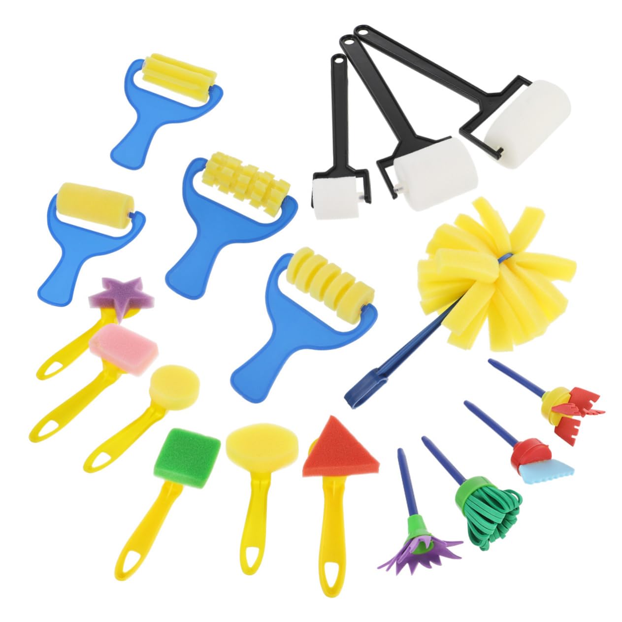 ibasenice 1Set Paint Sponge Kit Painting Tools with Sponge Brushes Brushes and Roller Brushes for Educational Play and Creative Art Activities