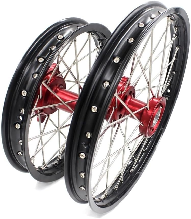 【2025】 Motorcycle Kid's Big Small Wheels Rims Set Fit For CRF150R 2007-2025 Red Hub Black Rim
