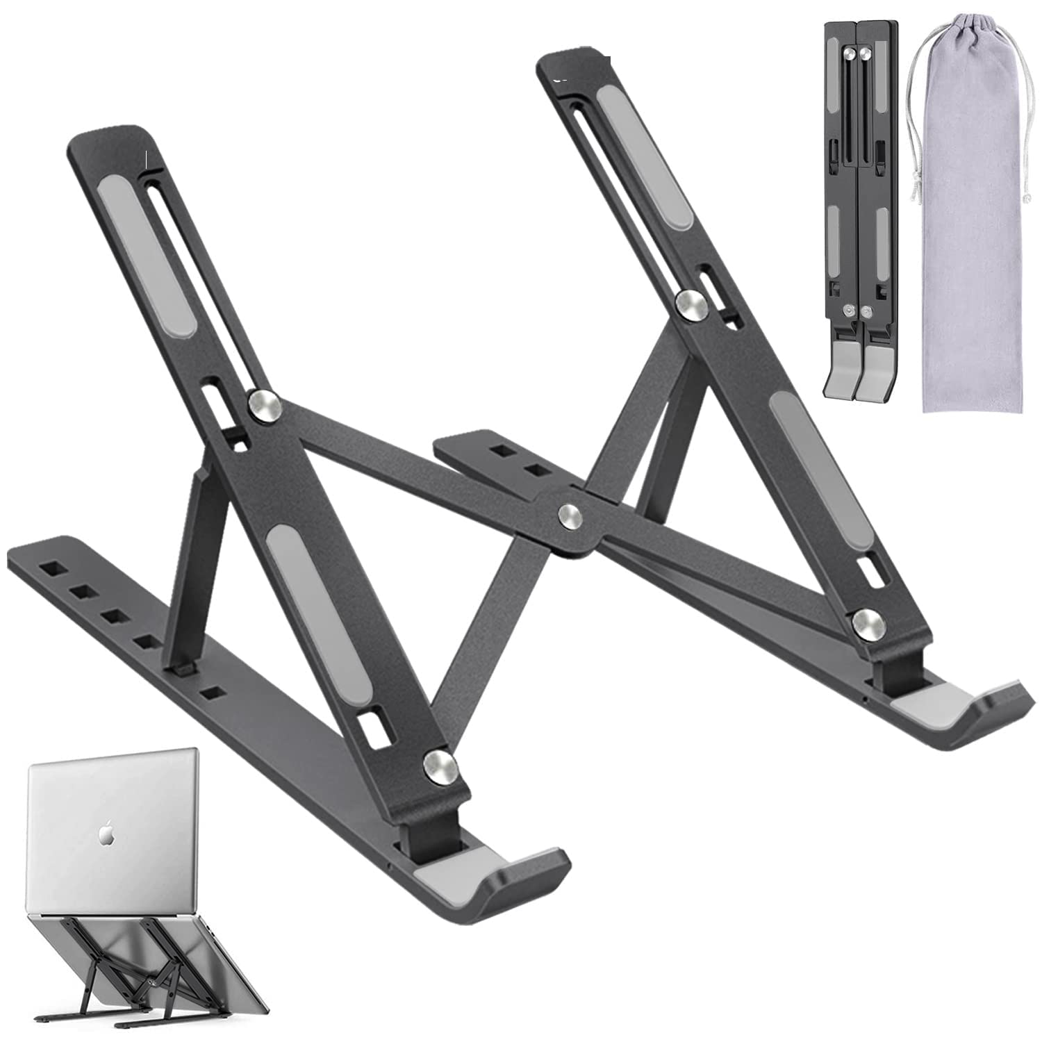 Foldable Laptop Stand Riser, 6 Level Height & Angle Adjustment| 2X Stronger M-Shape Plastic Structure, Silicone Pads, Air Ventilation for Cooling (B09Z6NWK2R) Amazon Price History, Amazon Price Tracker