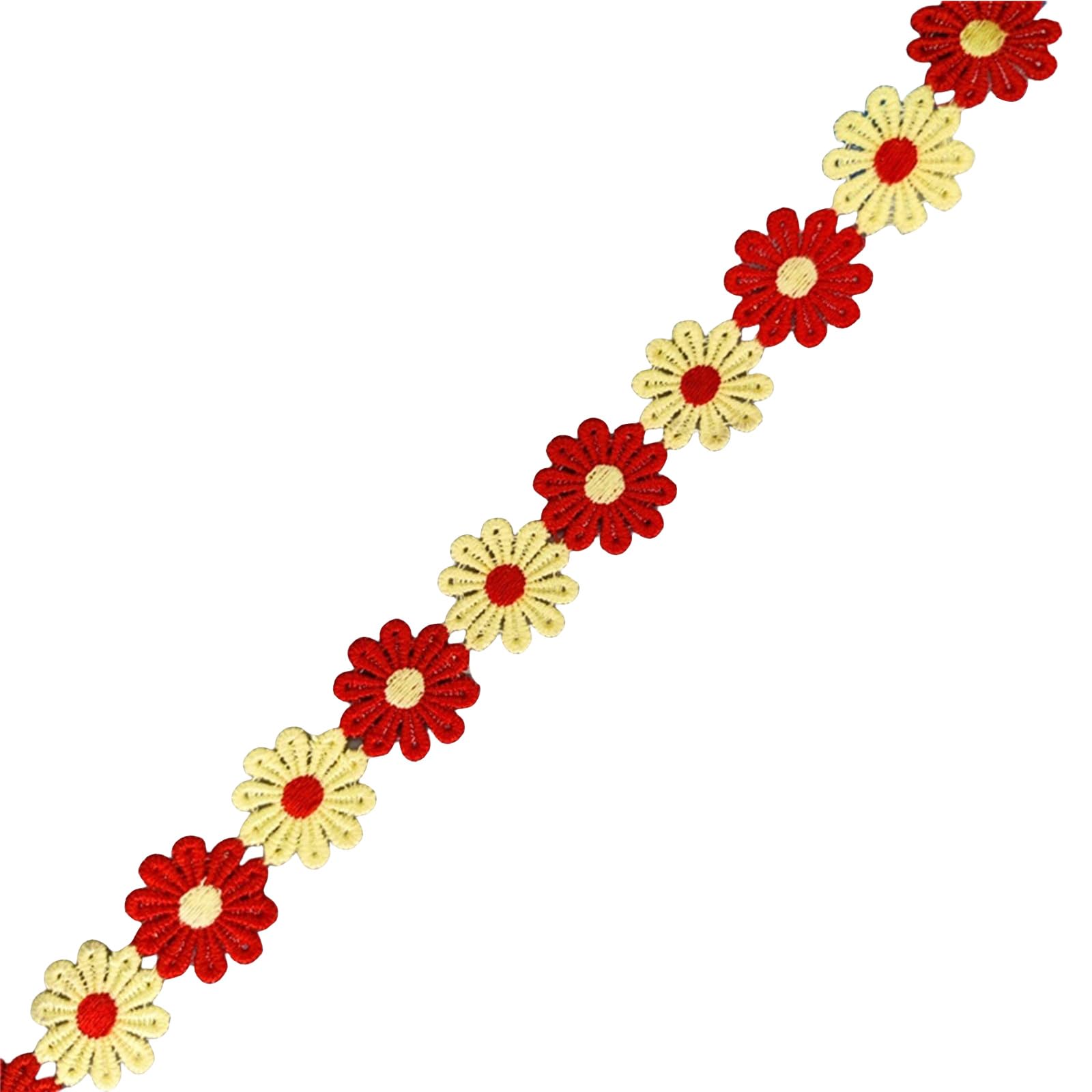 Buxuaaaa Red 15 Yards Embroide Flower Lace Trim 25Mm Wide Flower Decorating Lace Trims For Sewing Dress Making Clothes Decoration Embroide Trim