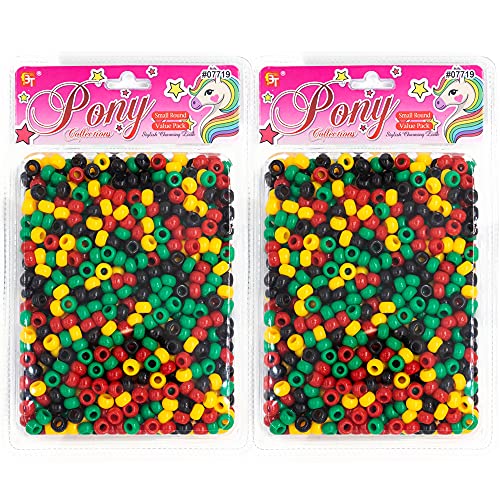 Beads Jewelry Making Kit DIY Hair Braiding Bracelet Ornaments Crafts Small Round Pony Value Pack +2 Beaders Included (Pan-Africa - 1600 Pcs)