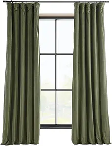 HPD Half Price Drapes Signature Velvet Thermal Blackout Curtains for Living Room 108 Inch Long (1 Panel) Rod Pocket Insulated Blackout Curtains for Bedroom Window Curtains, 50W x 108L, Hunter Green