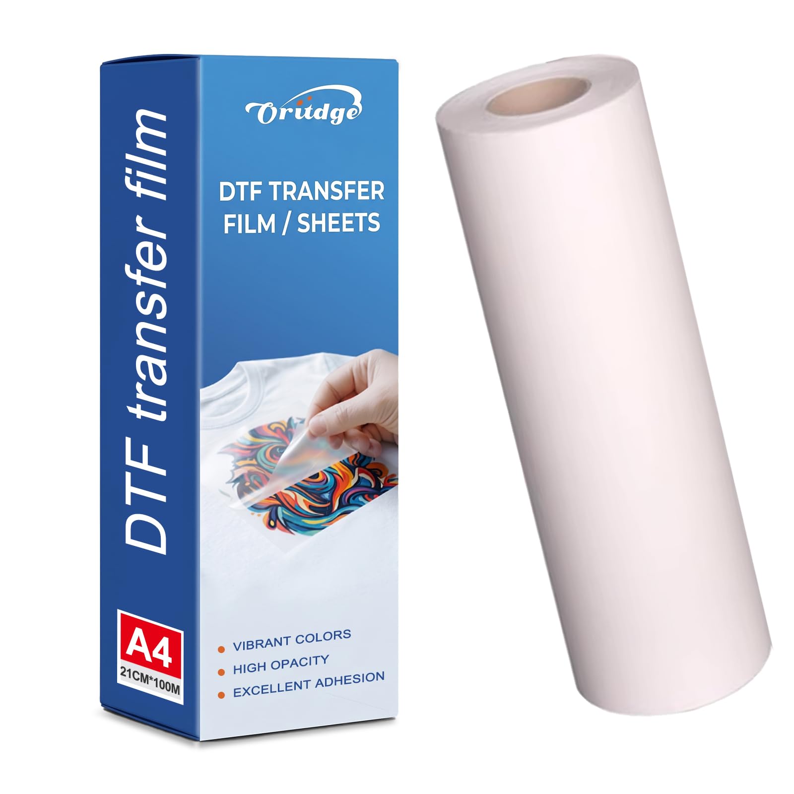 Rotolo di pellicola di trasferimento termica, formato A4 DTF (21 cm x 100 m), rotolo di carta di trasferimento DTF per stampanti a getto d'inchiostro Epson, direttamente a trasferimento DTF, rotolo di