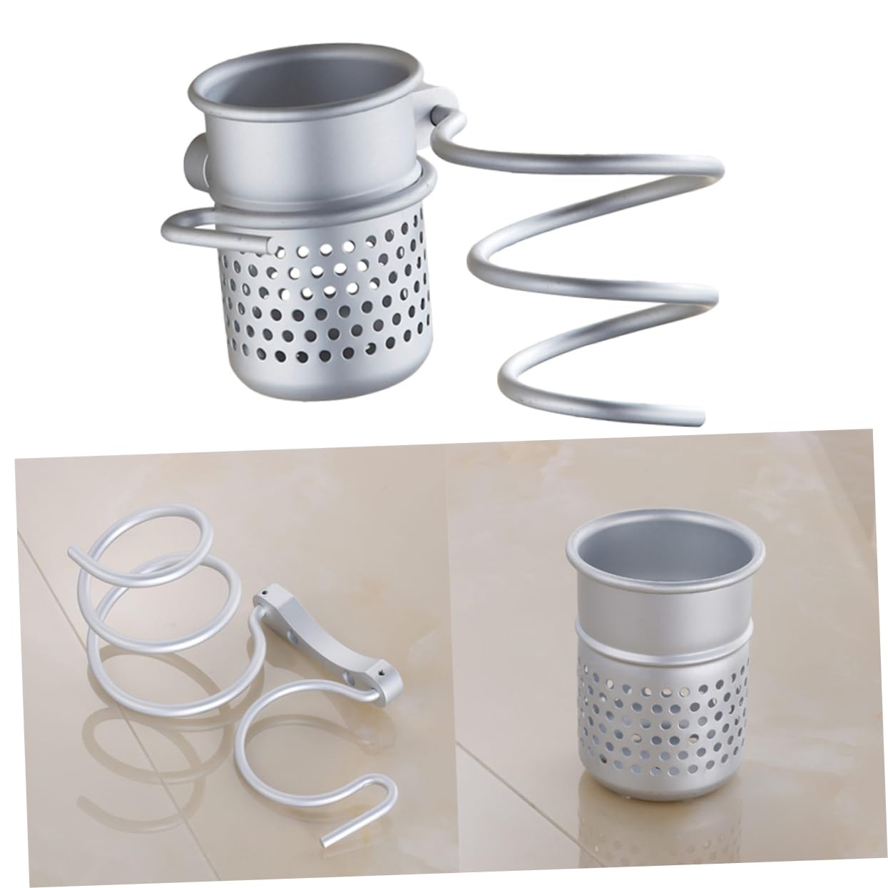 DOITOOL 2stücke Aluminium Für Haartrockner Mit Haken Wandmontierte Ablage Für Badezimmer Vielseitiger Aufbewahrungsschrank Mit Saugknöpfen Und Schrauben Platzsparend Und