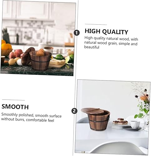 Miniatura 6 de Cubo de almacenamiento de alimentos Bandeja de madera para servir bandeja redonda para servir Bandeja de herramientas Bandeja de madera con tapa