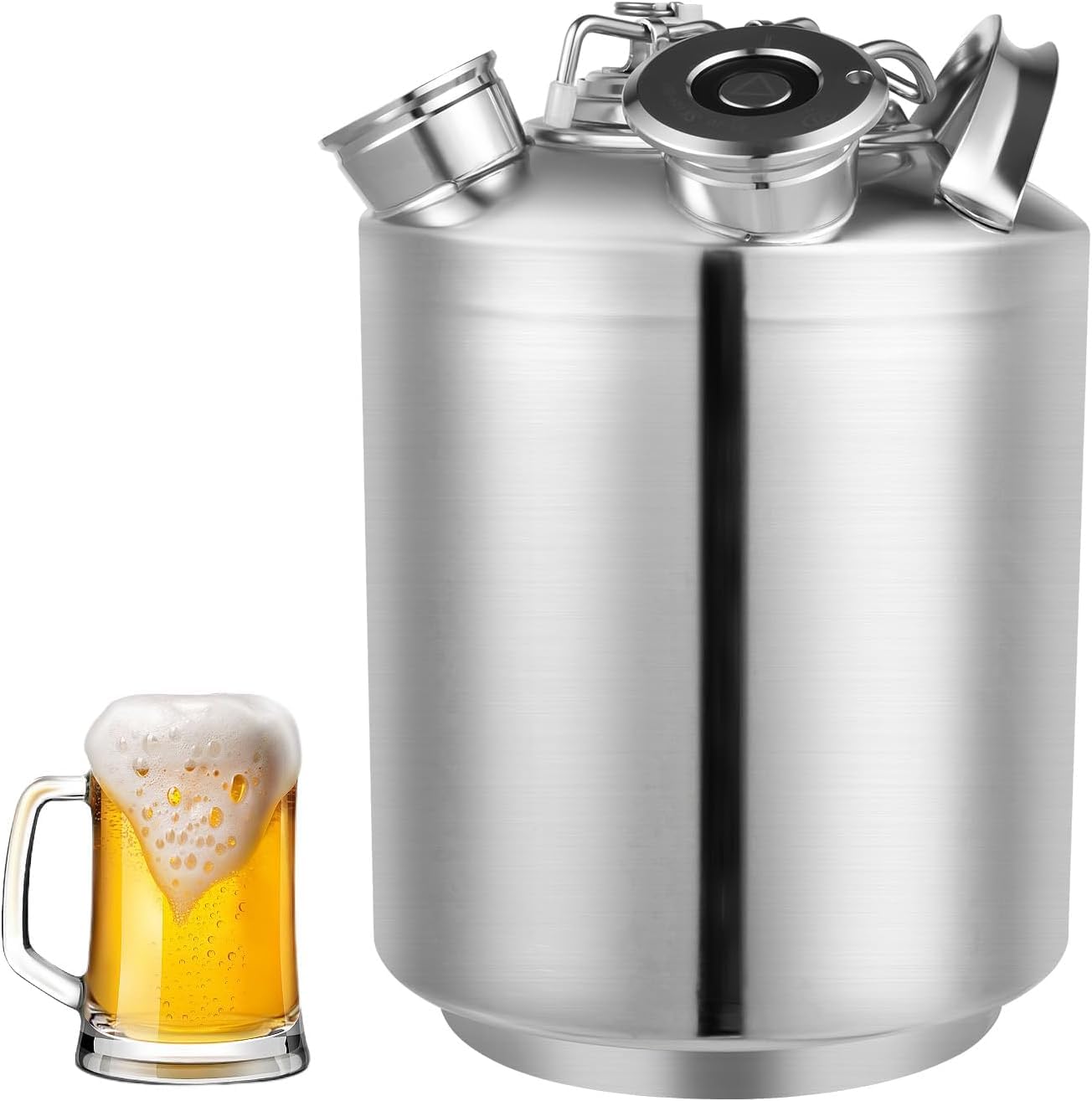 Reinigungsbehälter DREI-Kopf, 10L Bierleitungsreinigungsgerät Edelstah mit Deckel,Bierfass Reinigungsbehälter Edelstahl Beer Cleaning Keg, Geeignet für Bars