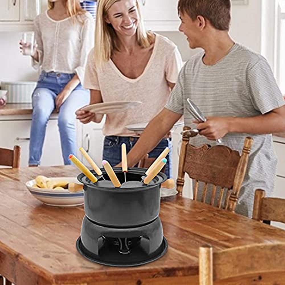 Mini set di pentole in acciaio inox per fonduta di formaggio, cioccolato, fonduta, 6 forchette da immersione e pentola rimovibile per sciogliere salsa caramelle