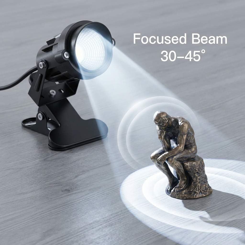 QWORK 10W Clamp Spot Light Set – 2 Pack Adjustable Cool White Focused Beam for Display, Plants & Artwork