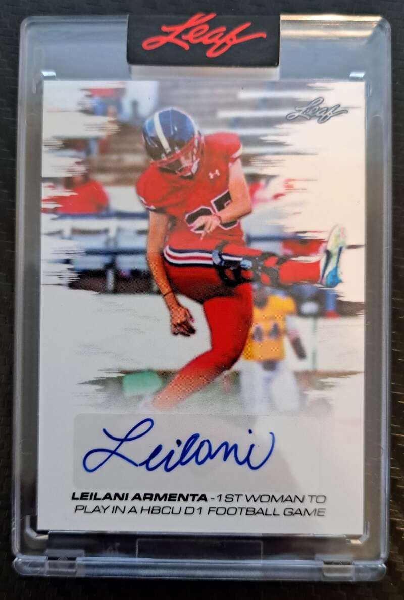LEILANI ARMENTA RC AUTO 2023 Leaf ROOKIE 59/190 Autographs 1st Female ROOKIE #AFH-LA1 Jackson State MT-MT+ Football NCAA