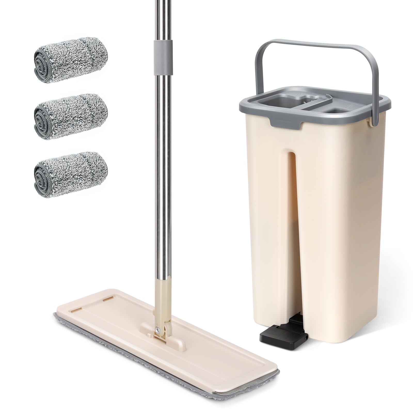 Balais nettoyer sol carrelé sans traces grâce au seau double bac et manche inox rigide