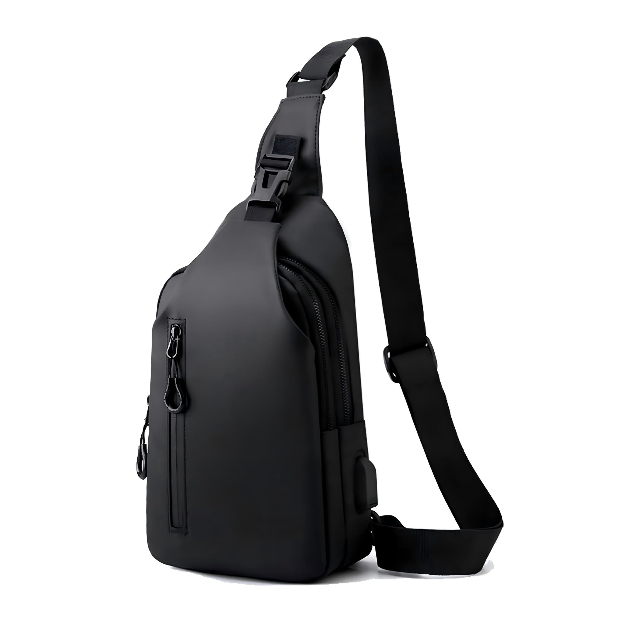 Umhängetasche Herren Klein, Leichte & Wasserdichte Sling Bag für Männer, Brustbeutel/Crossbody Bag für Travel, Festival, Alltag, Wandern & Radfahren (Schwarz)
