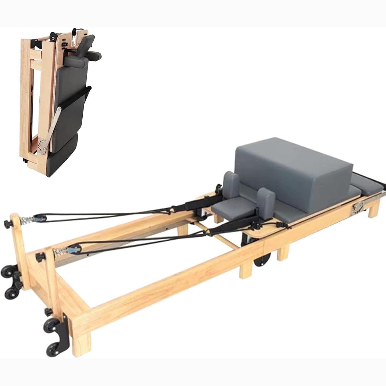 DJXIK Home Yoga Studio Pilates Core Bed Oak Commercial Fitness Equipment Foldable Aluminum Alloy Core Bed, Gravity Trainer, Load Capacity 130Kg