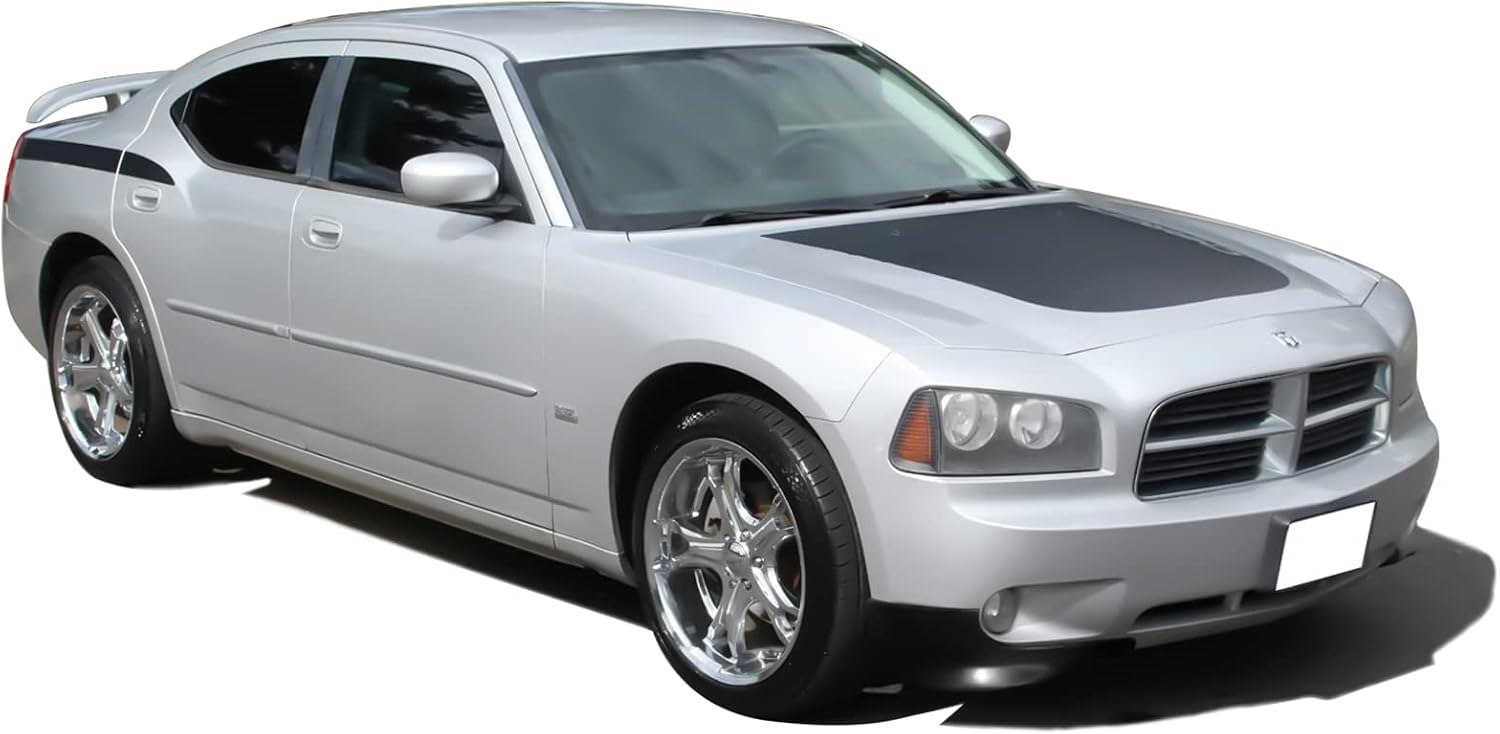 FREEMOTOR802 Compatible With 2006-2010 Dodge Charger Front Bumper Lip, IKON Style Unpainted Black PU Front Lip Splitter Valance Chin Lip 2PCS