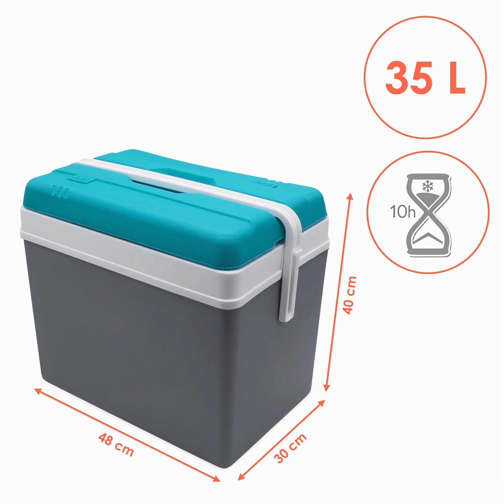 Glacière en plastique - Boîte isotherme d'extérieur avec poignée de transport - Sac isotherme pour camping, pique-nique, festival, jardin