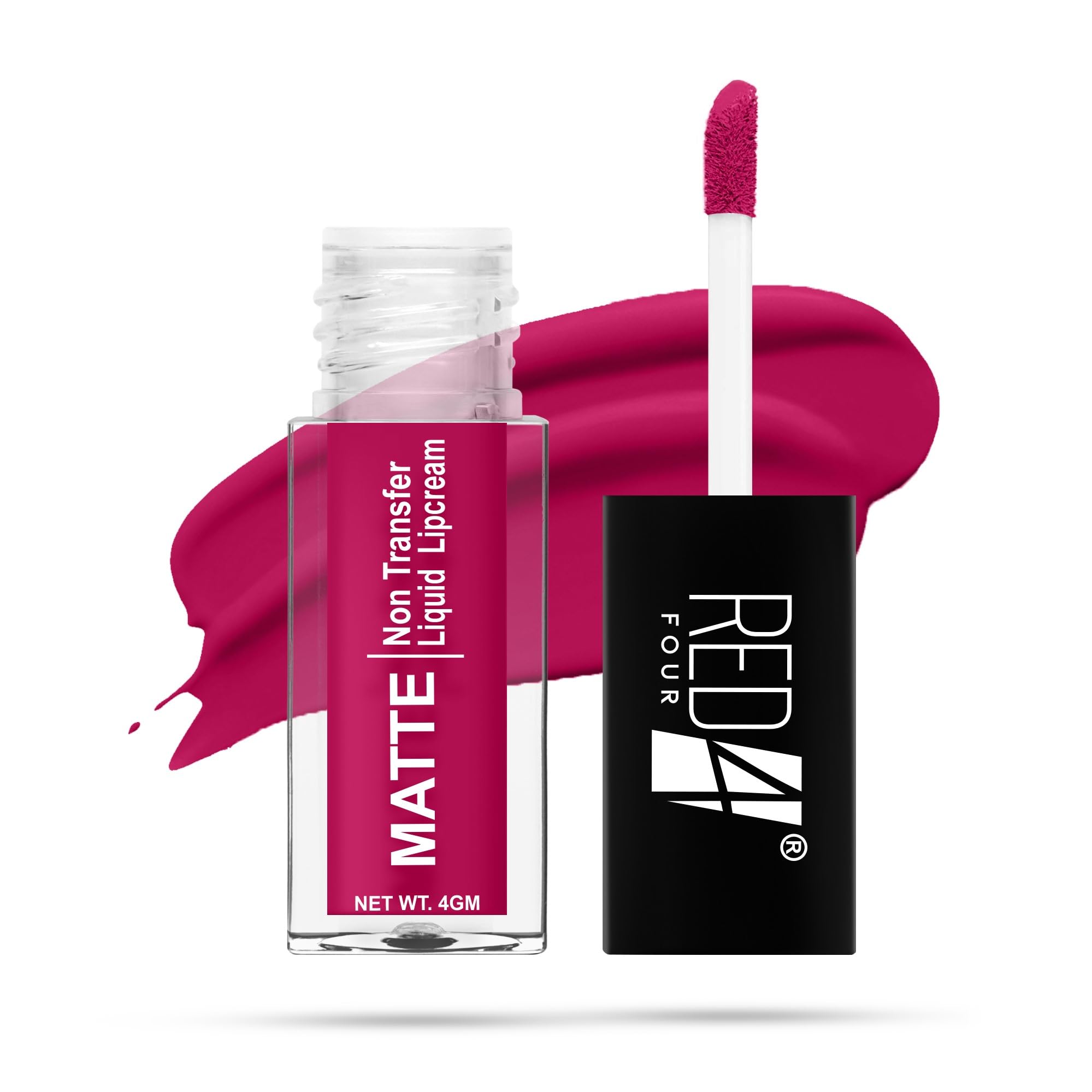 Red4 Miss Perfect Liquid Lip Cream | Non Transfer Liquid Lipstick | Matte Finish | Long Lasting and Waterproof | (122-Tyrian Purple, 4gm)-image-48