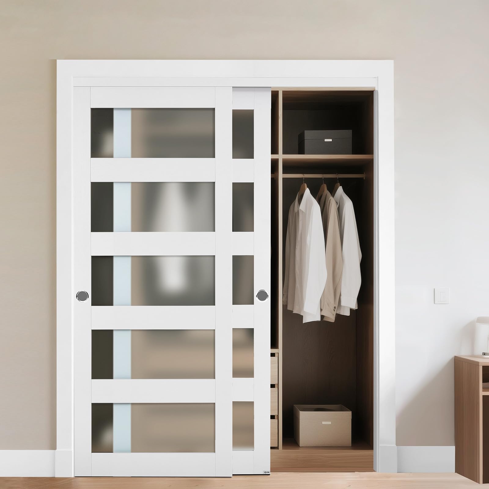 VEVOR 5-Lite Frosted Glass Sliding Door (60')