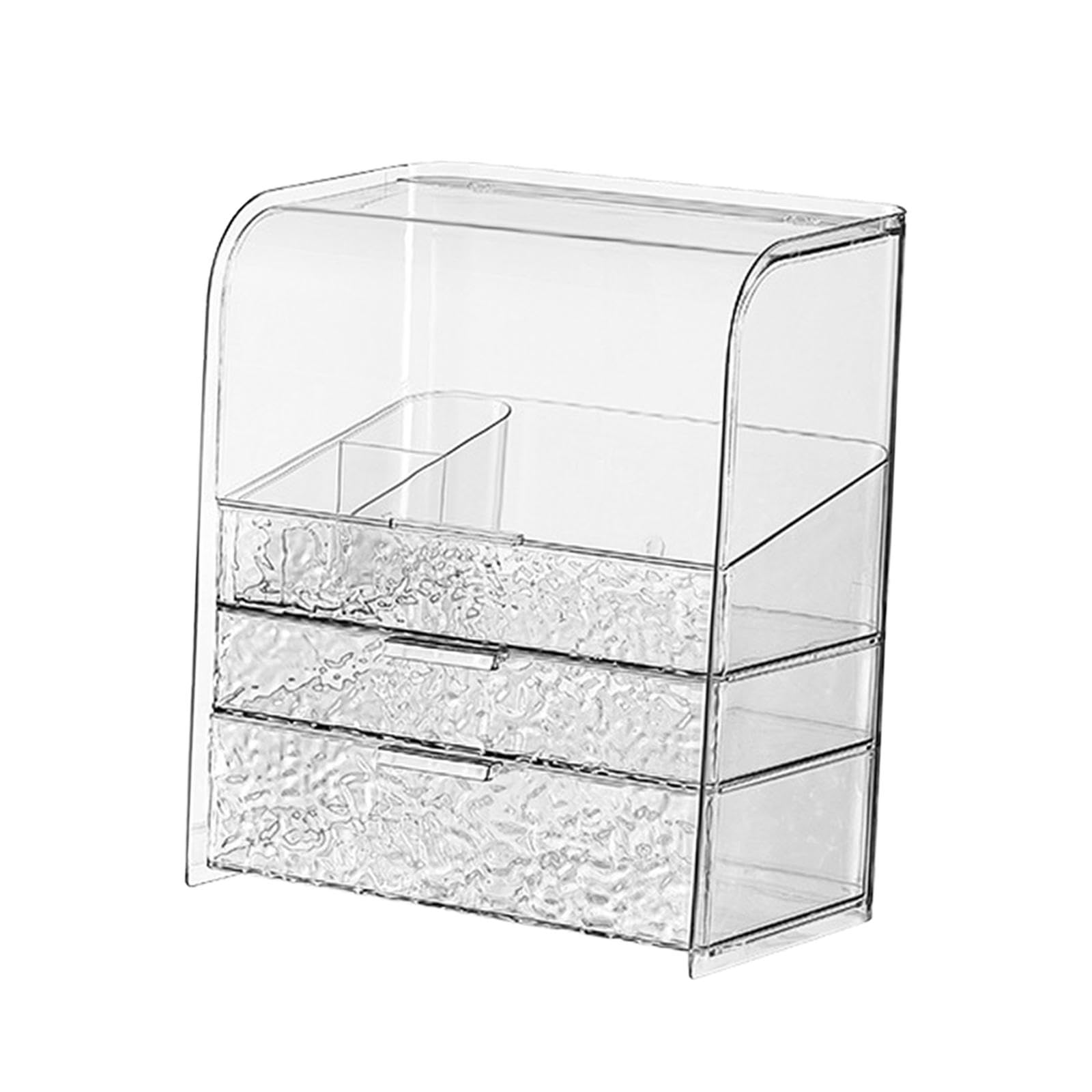 MERIGLARE Makeup Organizer Kosmetik Organizer Aufbewahrungskasten Schminkaufbewahrung Kosmetikschubladen PET mit Deckel für Schminktisch Badezimmer Schlafzimme, Klar, mit