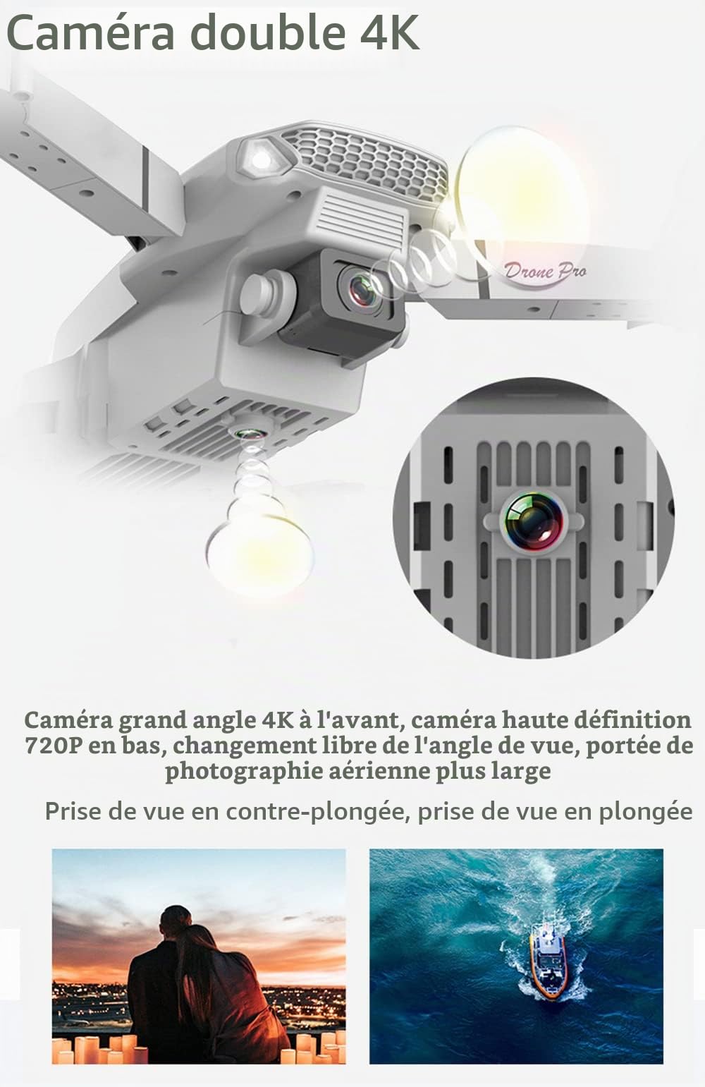 Drone avec Caméra 1080P,Drone Enfant avec Deux Caméras,Drones Radiocommandés FPV,Contrôle en Un Clic,Mode sans Tête,Maintien en Hauteur,18-22 Minutes de Vol,Cadeau pour Enfants et Adultes
