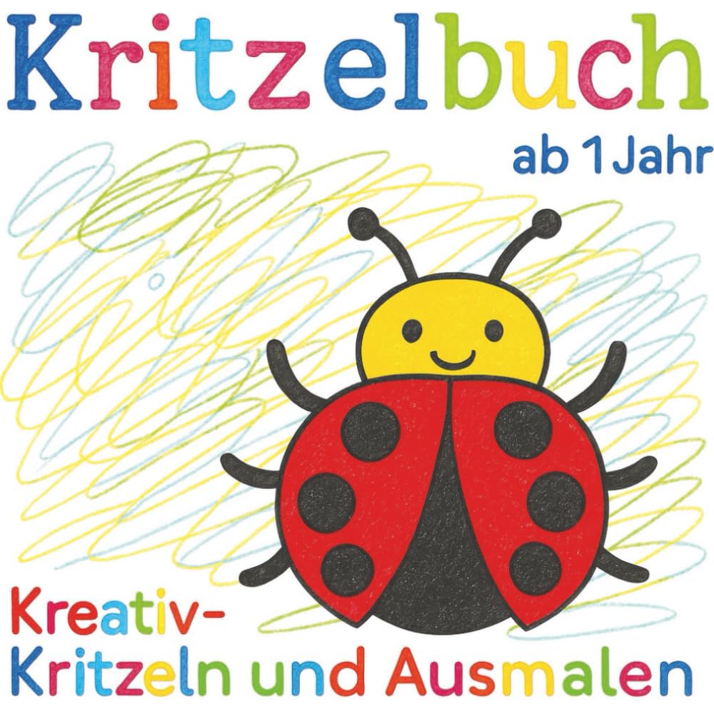 Kritzelbuch ab 1 Jahr: Erstes dickes Ausmalbuch mit 42 einfachen Motiven zum Kritzeln und Ausmalen von ersten Gegenständen für kreative Kinder.