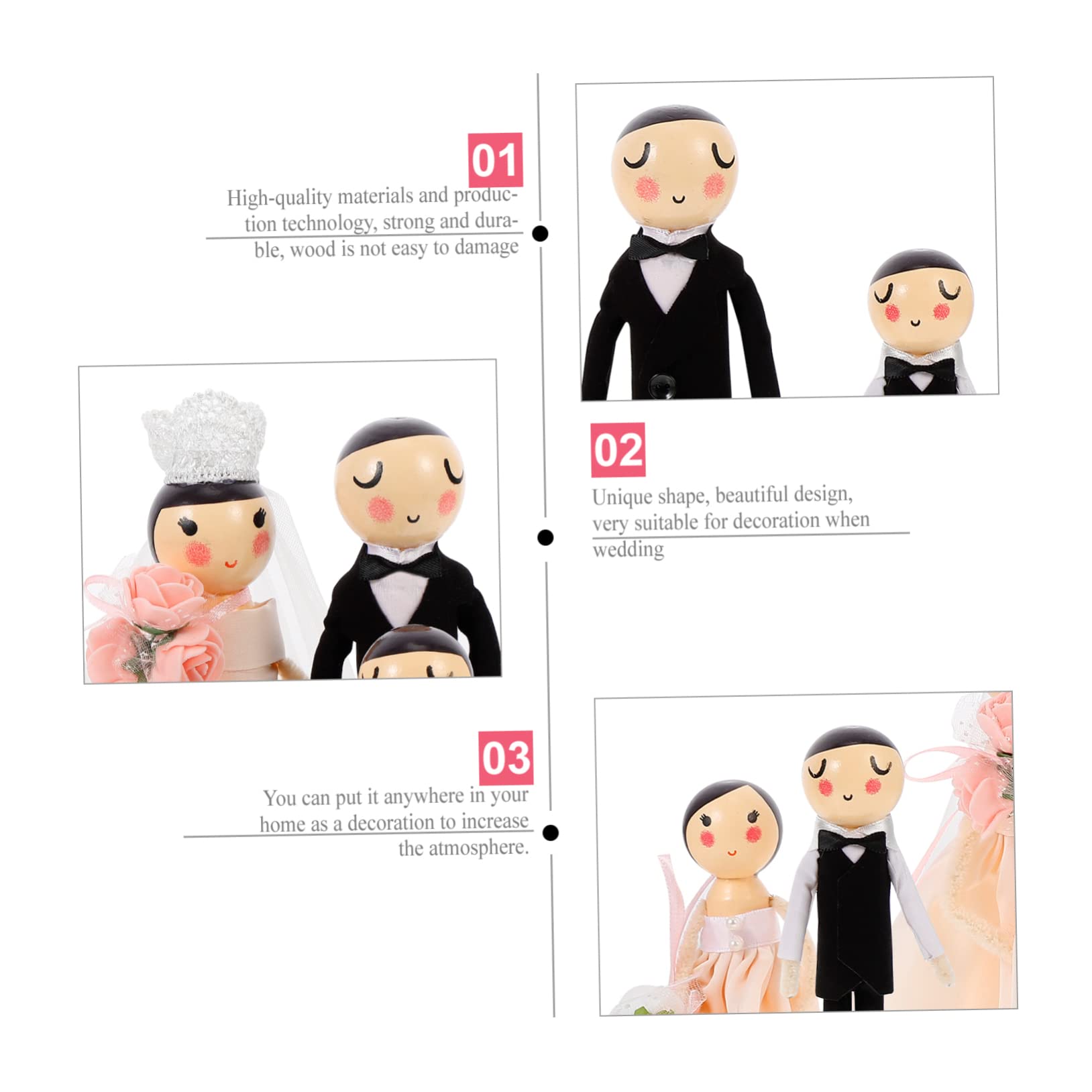 4 Stück Kleiner Hochzeitspaar Statuen für Dekoration | Hochzeitsdeko, Kleine Figuren als Tisch oder Zaunakzent, Paar und Blumenmädchen Motiv