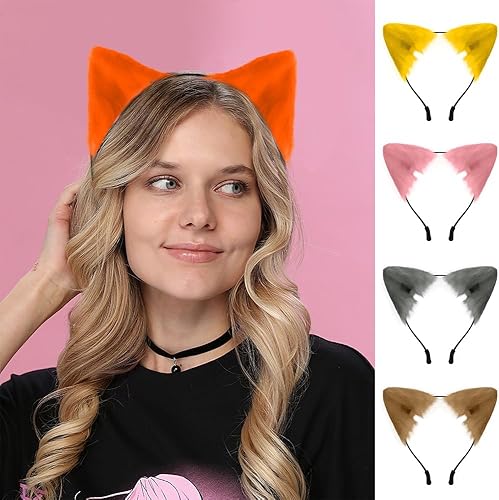 Miniatura 4 de Diadema con orejas de zorro, diadema peluda para mujer, disfraces de Halloween y Navidad, fiesta de cosplay, disfraz