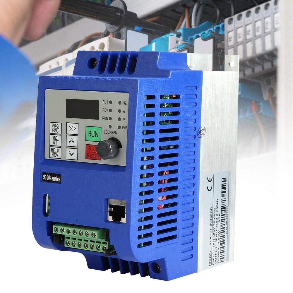 Onduleur VFD, convertisseur de fréquence d'entrée monophasé à Sortie triphasée, 4KW AC380V 10A, contrôleur PID intégré, pour contrôle de Vitesse du Moteur de Broche (VFD-4KW)