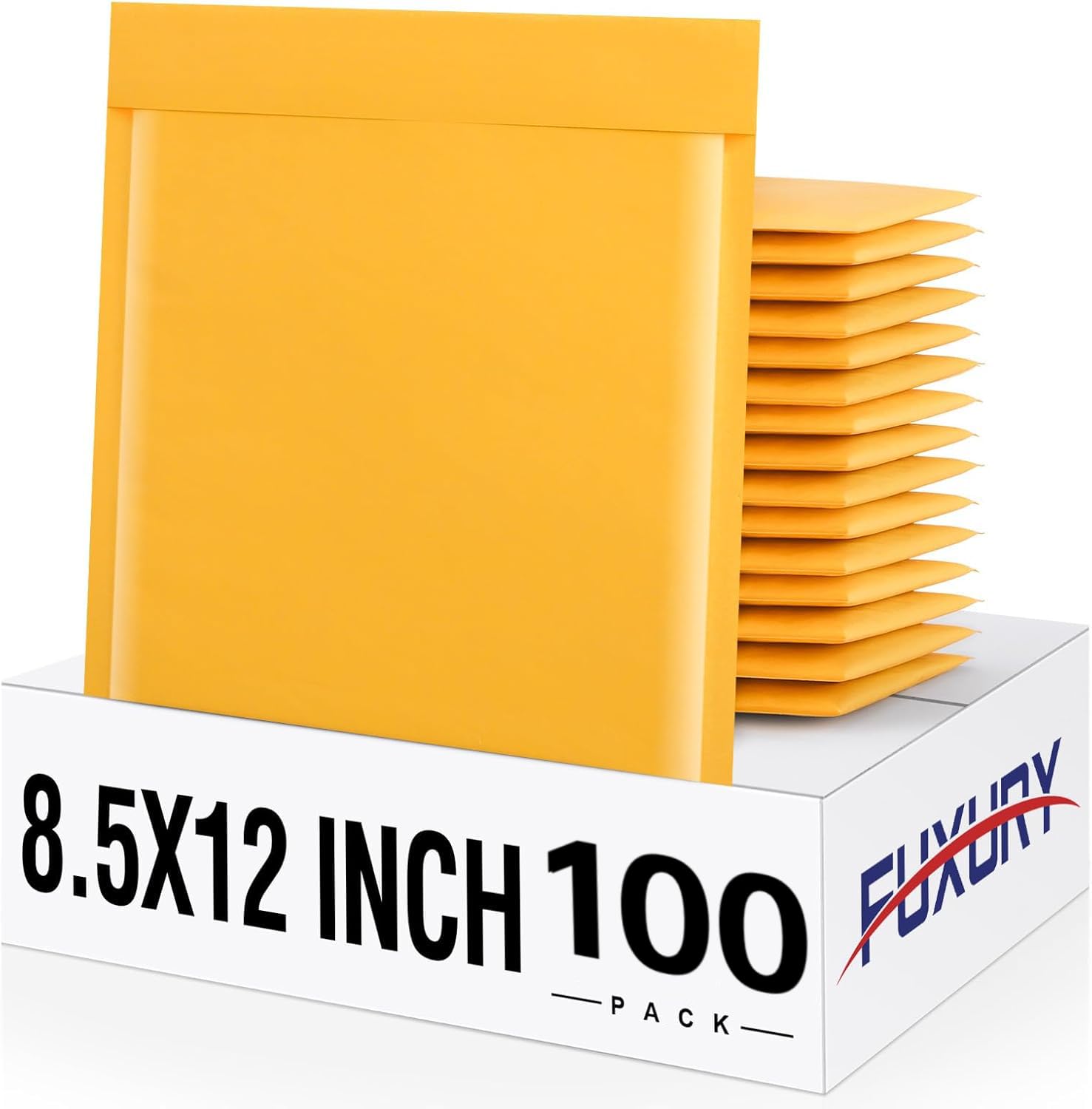 Fuxury Kraft Bubble Mailers 8.5x12" 100 Pack Self Seal Padded Envelopes