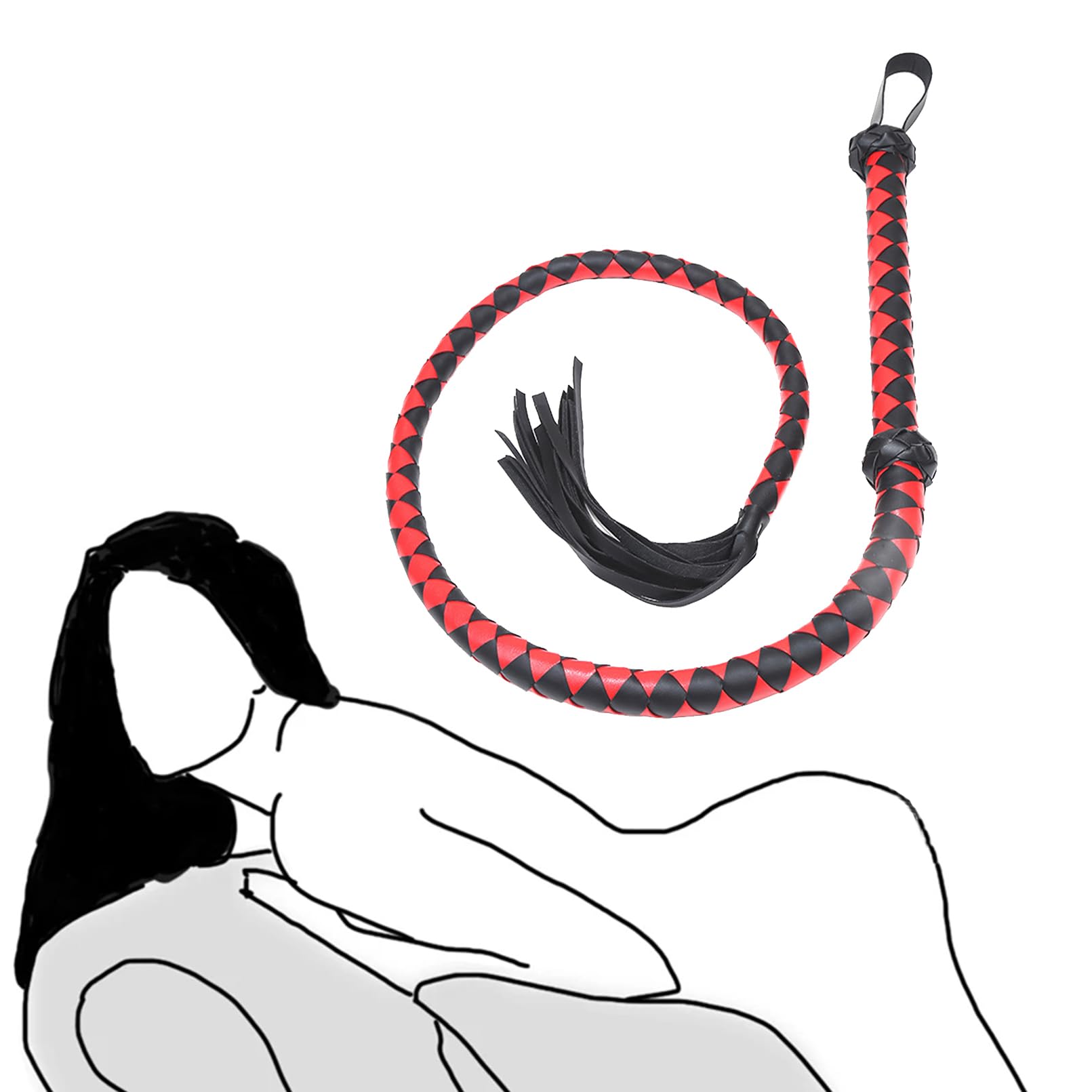 SM Frusta in Pelle Extra Lungo Flirt Frusta Frusta Sessuale Feticcio Sculacciati per Sesso SM Giocattoli Sessuali Sculacciati Sex Toy per Coppie Flogger BDSM Giochi di Ruolo (143cm,Rosso)