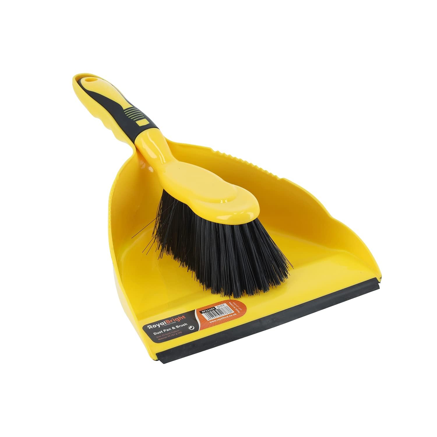 RoyalfordDustpan with Brush-RF11193 Dustpan with Brush with Durable Stiff Bristles and Comfortable Grip Multi-Purpose Highly Durable, Light-Weight and Elegant Design Black and Yellow