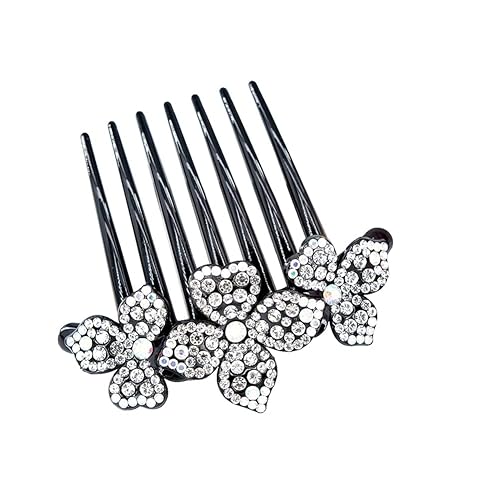 Peine de cabello de flores para mujer, con diamantes de imitación, elegantes peinetas de cabello florales para novia, vintage, elegantes peinetas