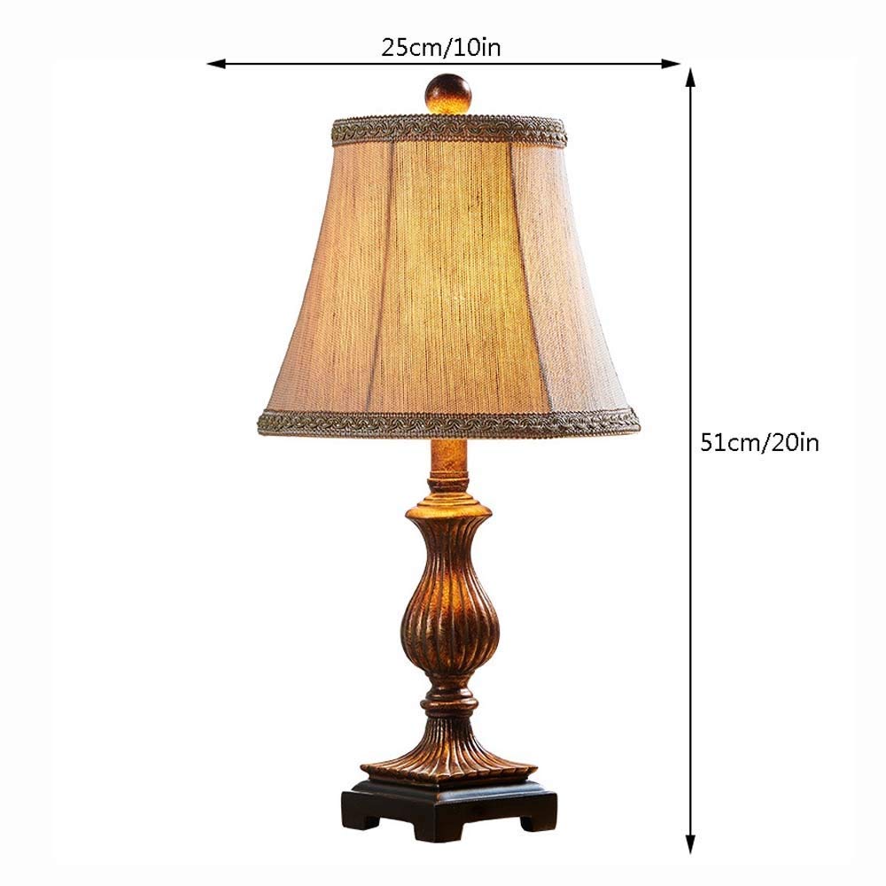 XANAYXWJ stołowa stołowa z żywicy, Lampki nocne na biurko z abażurem z lnianej tkaniny, Amerykańska lampka nocna do czytania w stylu retro do biura, sypialni, salonu (27X1), Szerokie 10 cali i