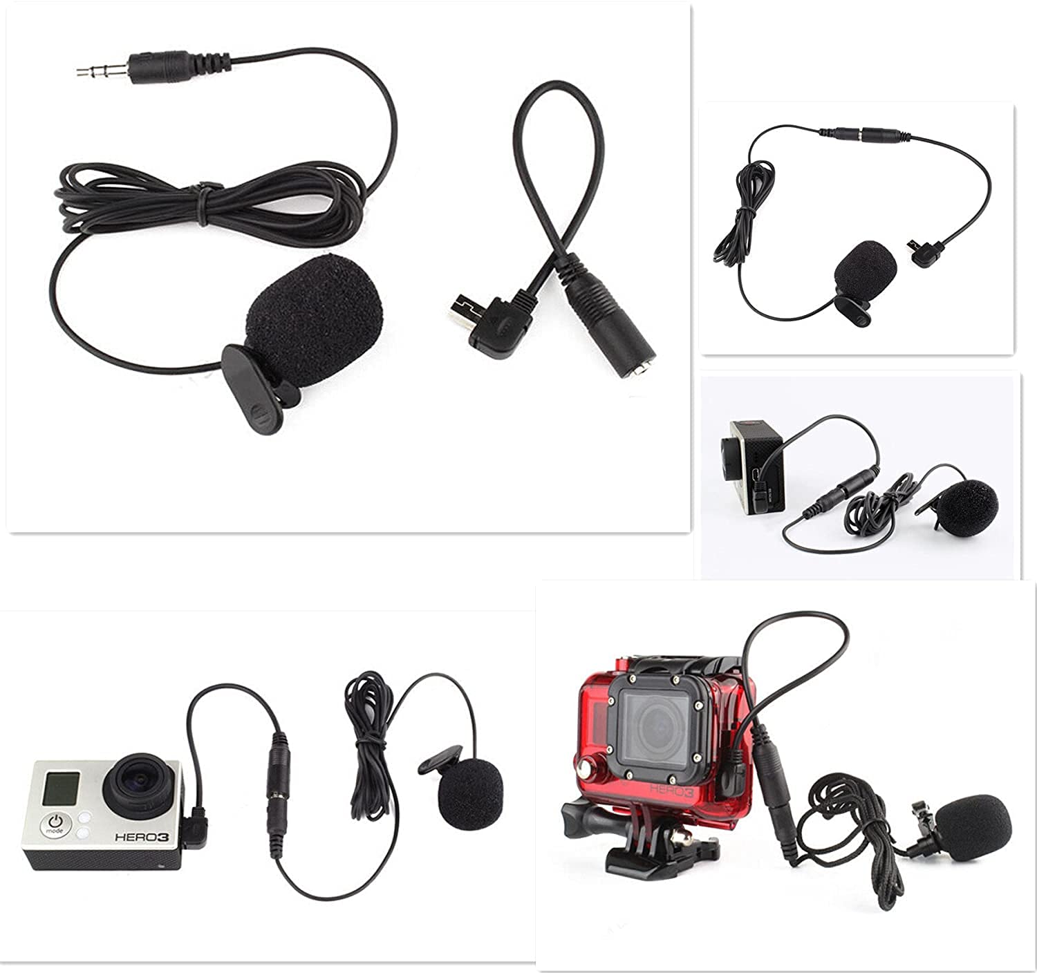 3.5mm Mic Adapter Extension Cable For GoPro HERO 3 HERO3+ HERO4, Mini