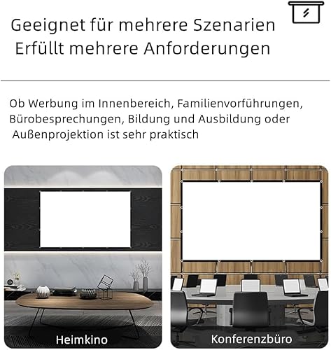 Leinwand Beamer 100 Zoll, hochauflösende verdickte Faltbare Beamer Leinwand, 16:9 HD Anti-Falten Projektor Leinwände für Heimkino, Büro und Camping (100 Zoll)