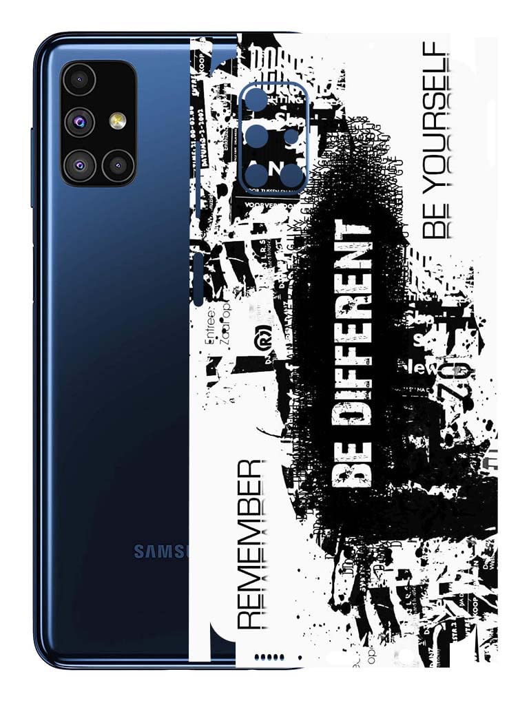 AtOdds - Samsung Galaxy M51 Mobile Back Skin Rear Screen Guard Protector Film Wrap with Camera Protector (Coverage - Back+Camera+Sides) (Be Different) (B0B9H4NDKF) Amazon Price History, Amazon Price Tracker