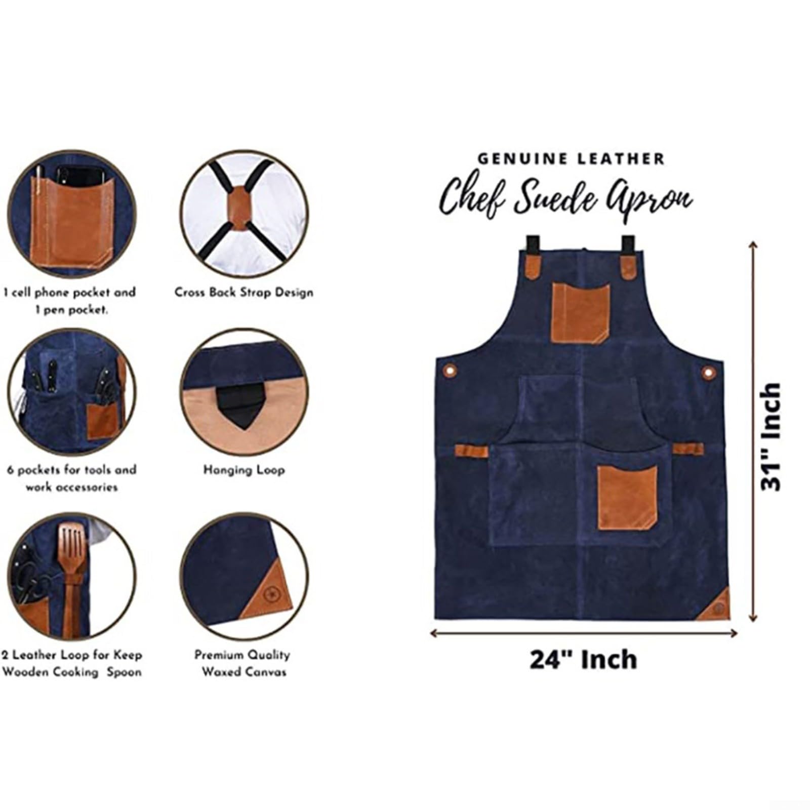 Tablier robuste en polaire et cuir synthétique pour atelier
