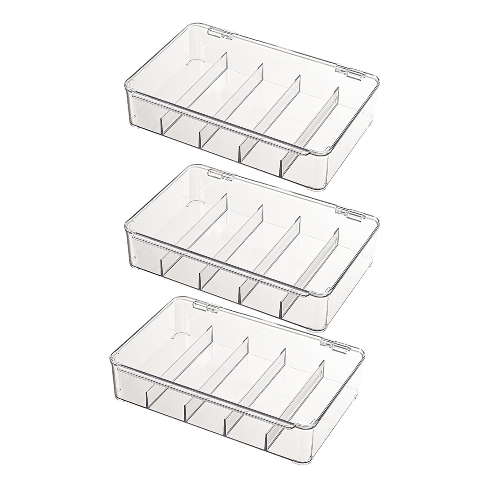 Glifora 5 Compartments Glasses Storage Box - Transparent Design Dustproof Organiser for Sunglasses, Eyewear and Small Items, Desktop Storage Box