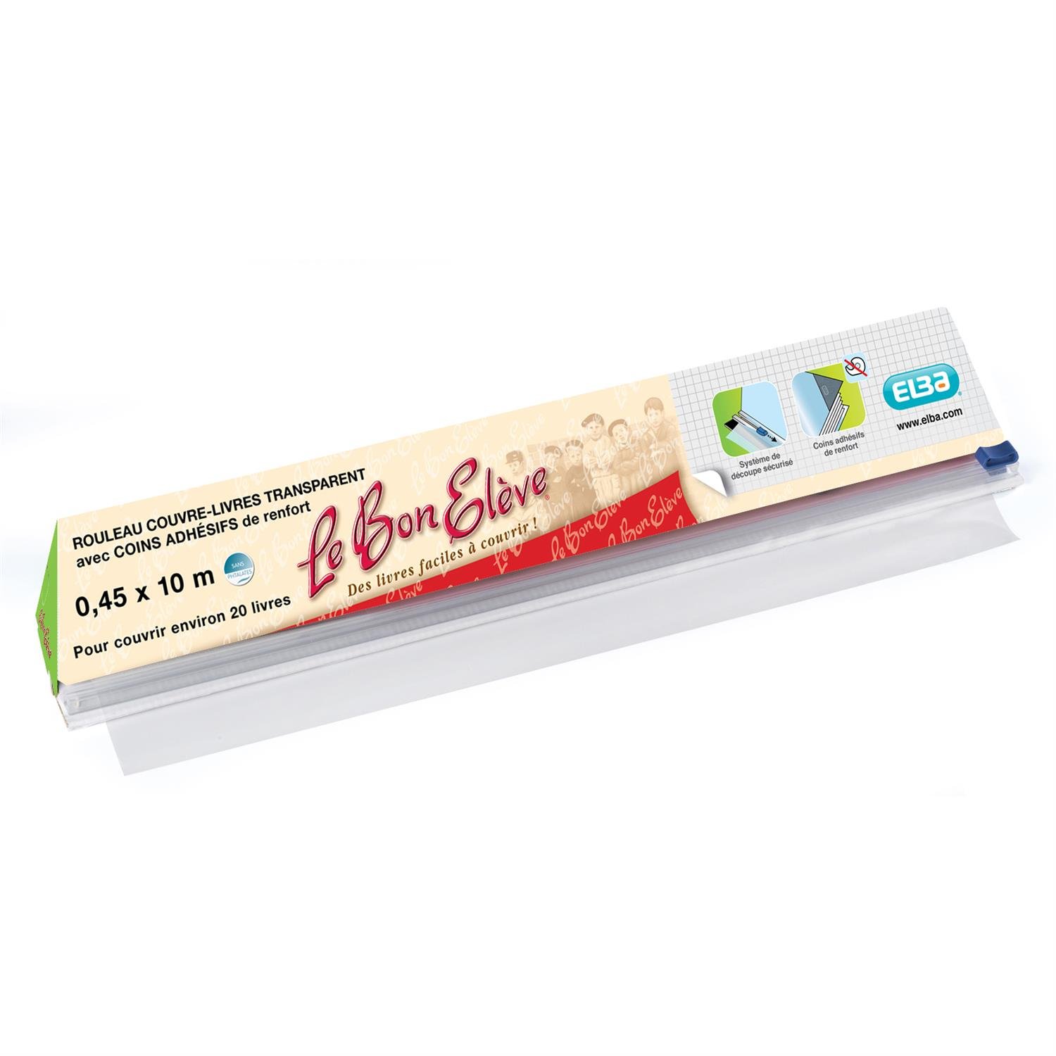 Elba Buchschutz-Folie Le Bon Élève – PVC, Transparent, 80 µm, 45 mm x 10 m