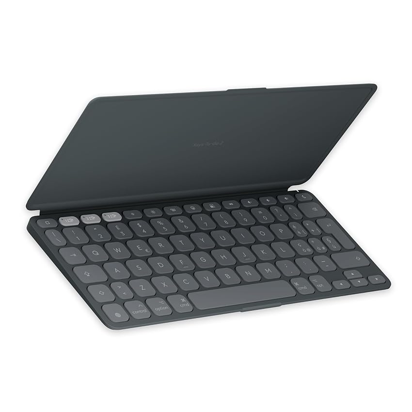 Logitech Keys-To-Go 2, tastiera wireless portatile per iPad con coperchio integrato, sottile, per iPad, iPhone, Mac e Apple TV, passa facilmente da un dispositivo all’altro, QWERTY ITA - Grafite