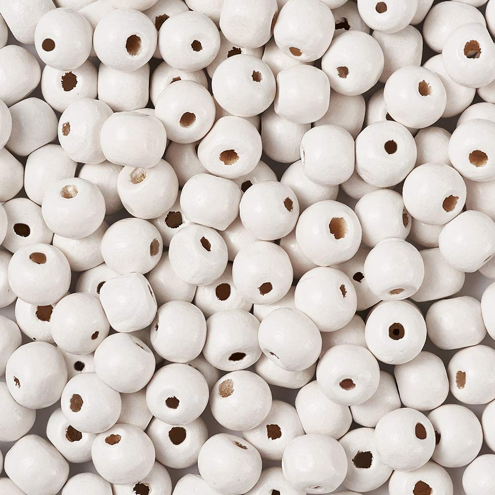 Lot De 300 Perles En Bois Teinté Blanc Forme Olive 8x5.5 Mm - Fabriqué En France, Fond De Stock