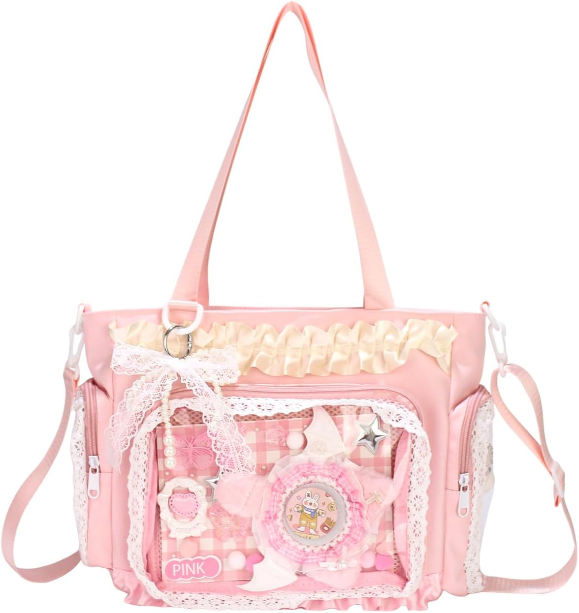 ita crossbody Tote Bag,Kawaii Pin Display Messenger Bag with Insert and Accessories,Japanese Anime Aesthetic Purse