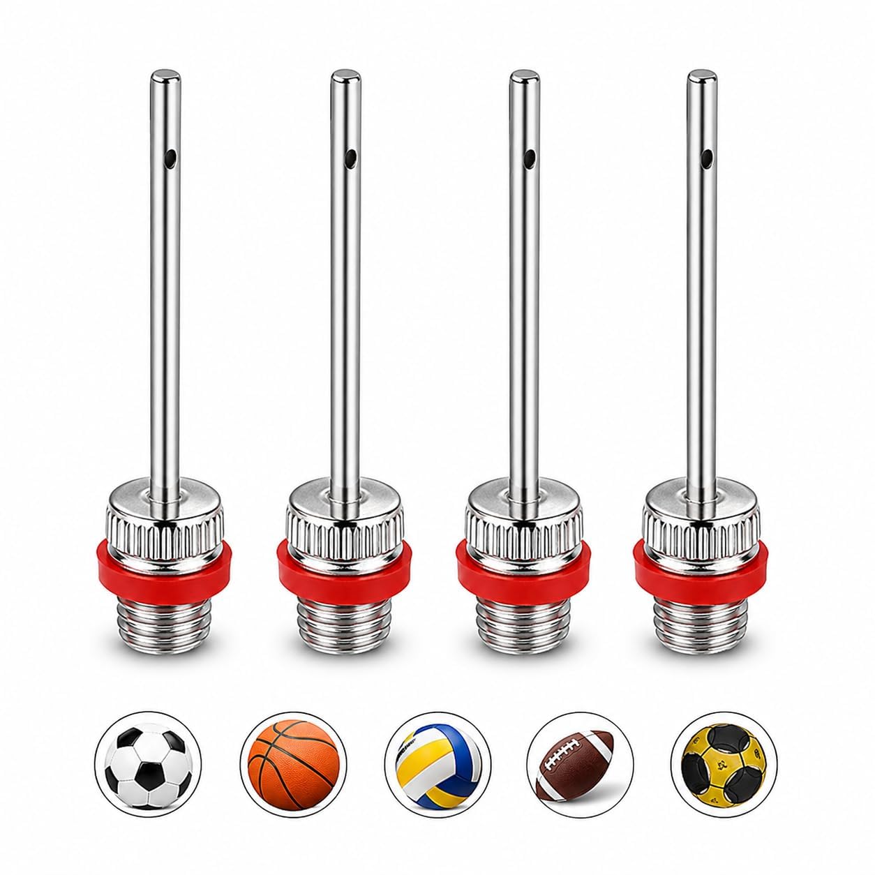 Stainless Steel Ball Pump Needle Pin Nozzle for Football, Basketball, Volleyball & Soccer Balls | Universal Air Valve Adapter for Hand & Foot Pumps | Rust Resistant Inflating Needles (Pack of 4)-image-31