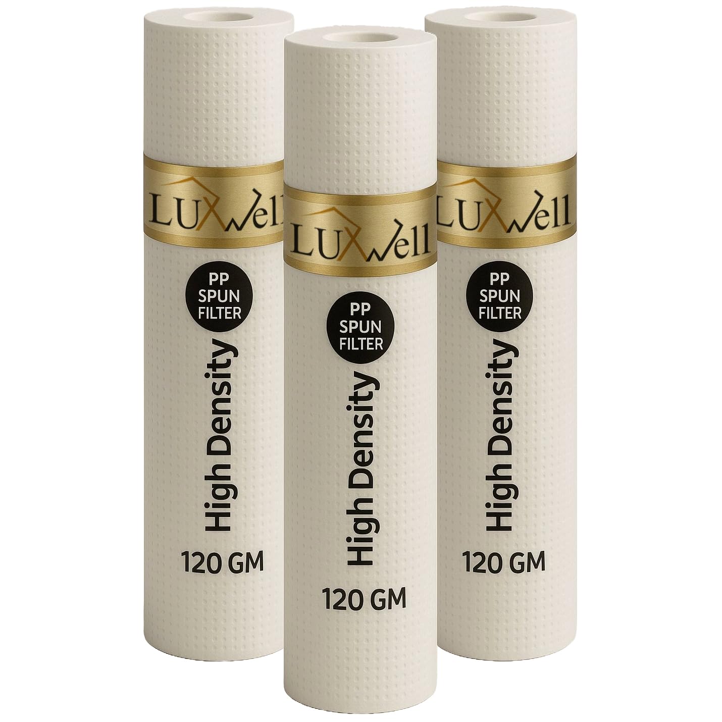 LUXWELL Dotted Premiun 10" Inch (5 Micron) Spun Filter/pre Filter/PP Filter/Outer Sediment Filter/Candle Filter for RO Water Purifier - for All Types 10 Inch Housing RO Water Purifier Pack of 3