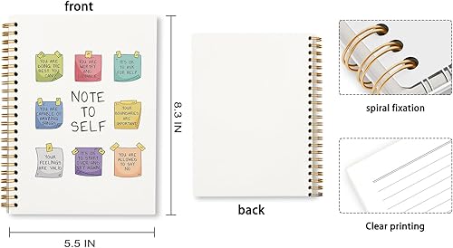 Miniatura 4 de Tizzer Note to Self Mental Health Self Care Self Love - Cuaderno de espiral rayado de tapa dura para notas de trabajo, diario de 5.5 x 8.3 pulgadas,