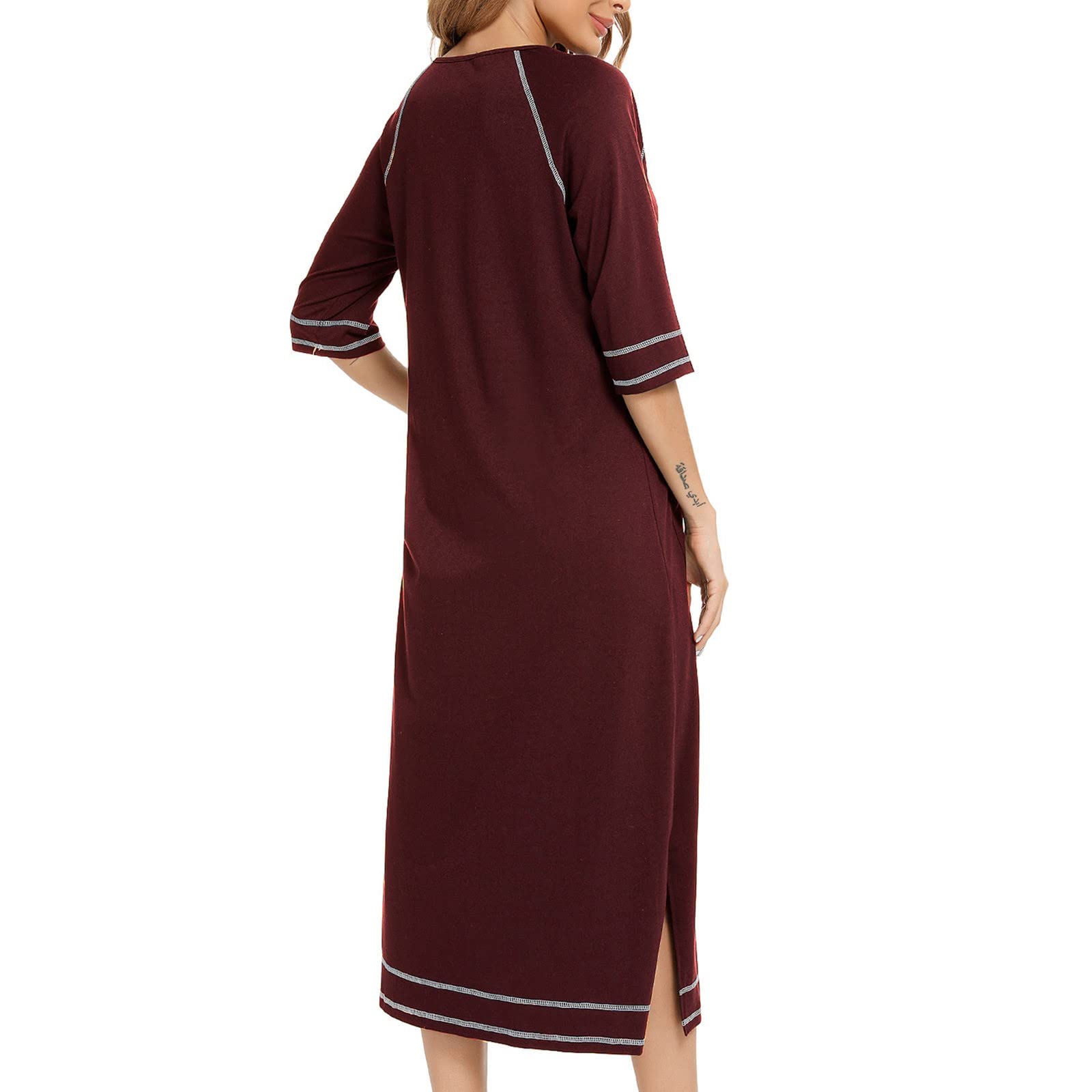 Robe de chambre en coton pour femme - Légère et douce - Avec fermeture éclair - Longueur totale - Confortable - Vêtement de détente