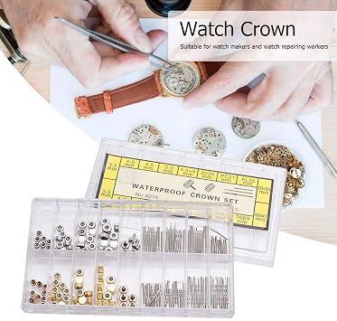 Ejoyous Watch Crown and Stem Replacement Kit Repair Tool with Storage Box